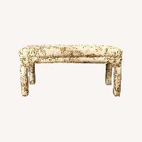 Louis XVI Style Upholstered Bench in Toile Fabric