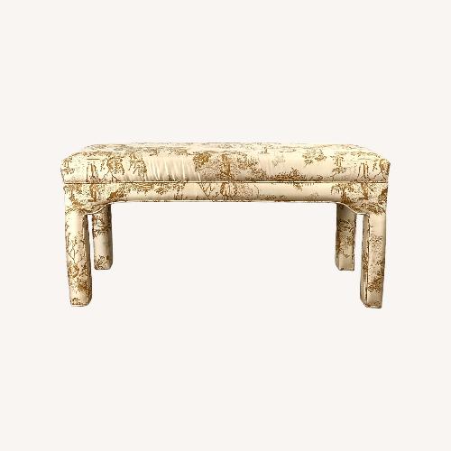 Used Louis XVI Style Upholstered Bench in Toile Fabric for sale on AptDeco