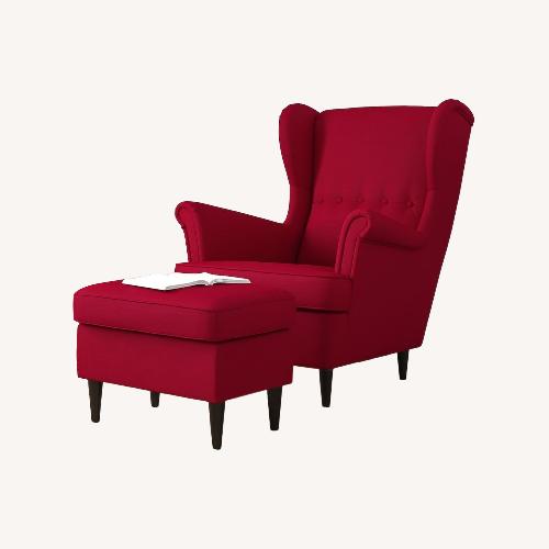 Used IKEA Strandmon Accent Chair and Ottoman for sale on AptDeco