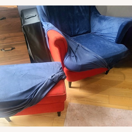 Used IKEA Strandmon Accent Chair and Ottoman for sale on AptDeco