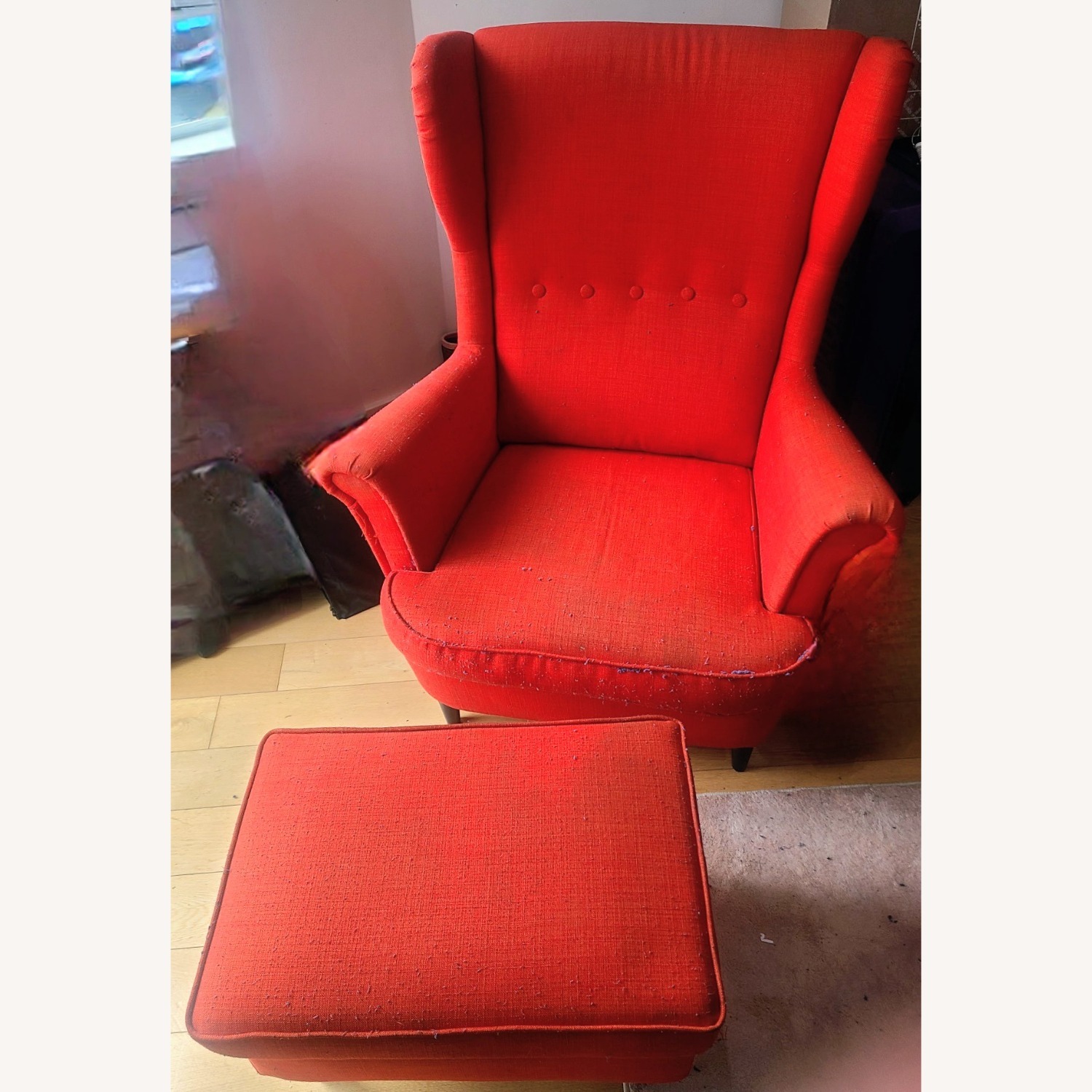 IKEA Strandmon Accent Chair and Ottoman - image-3