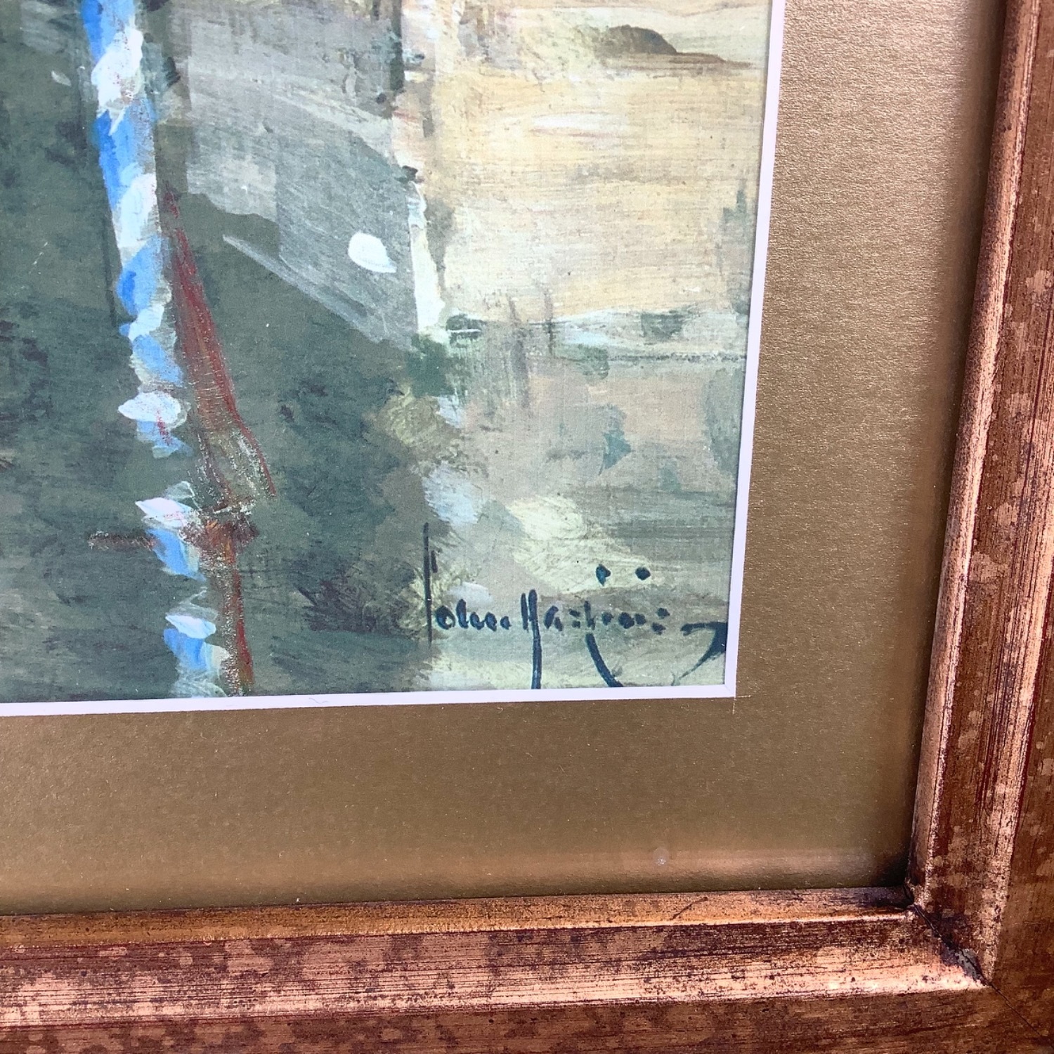 Old World European Canal Scene Vintage Print - image-11