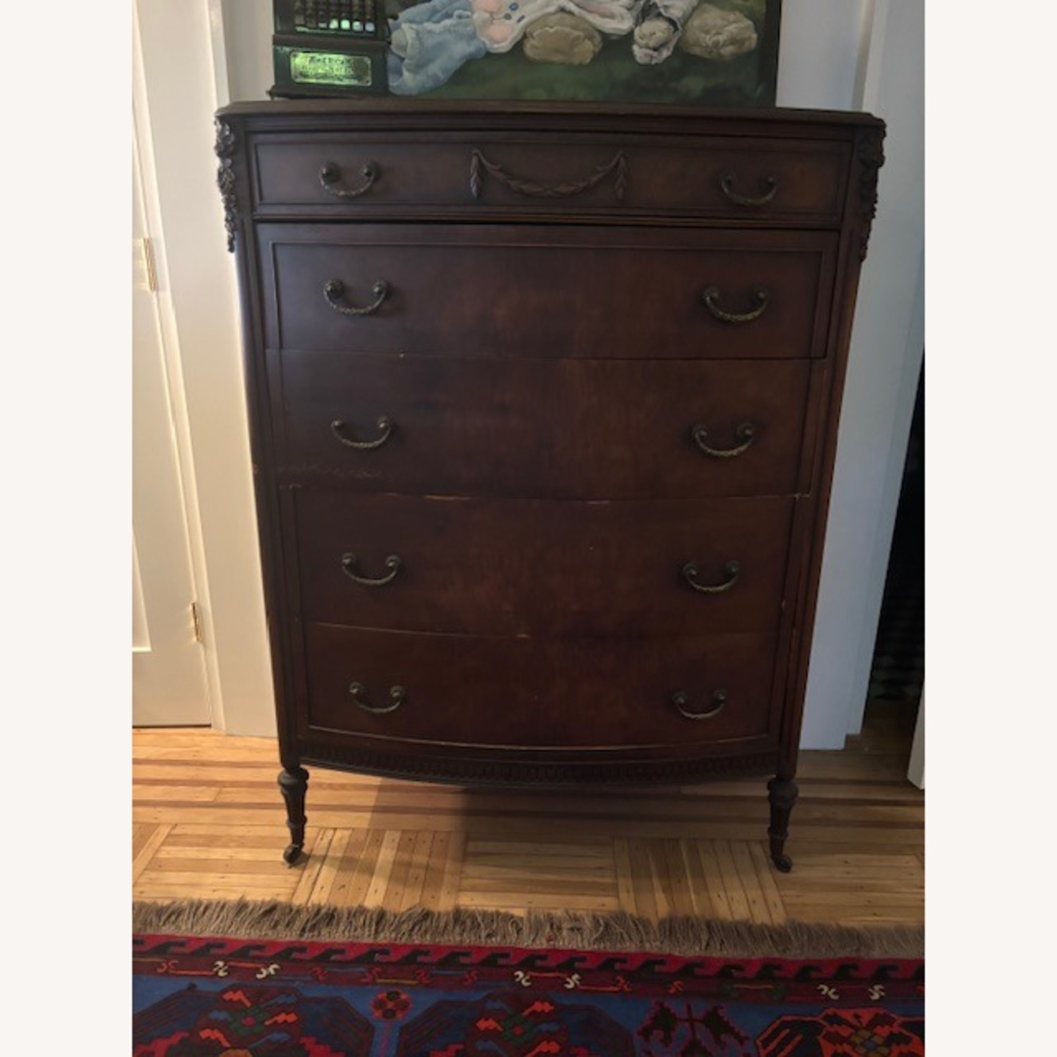 Vintage Dresser with Brass Hardware on Casters - image-1