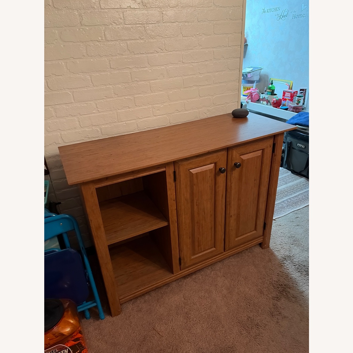 Light Brown Wood Media Storage - image-3