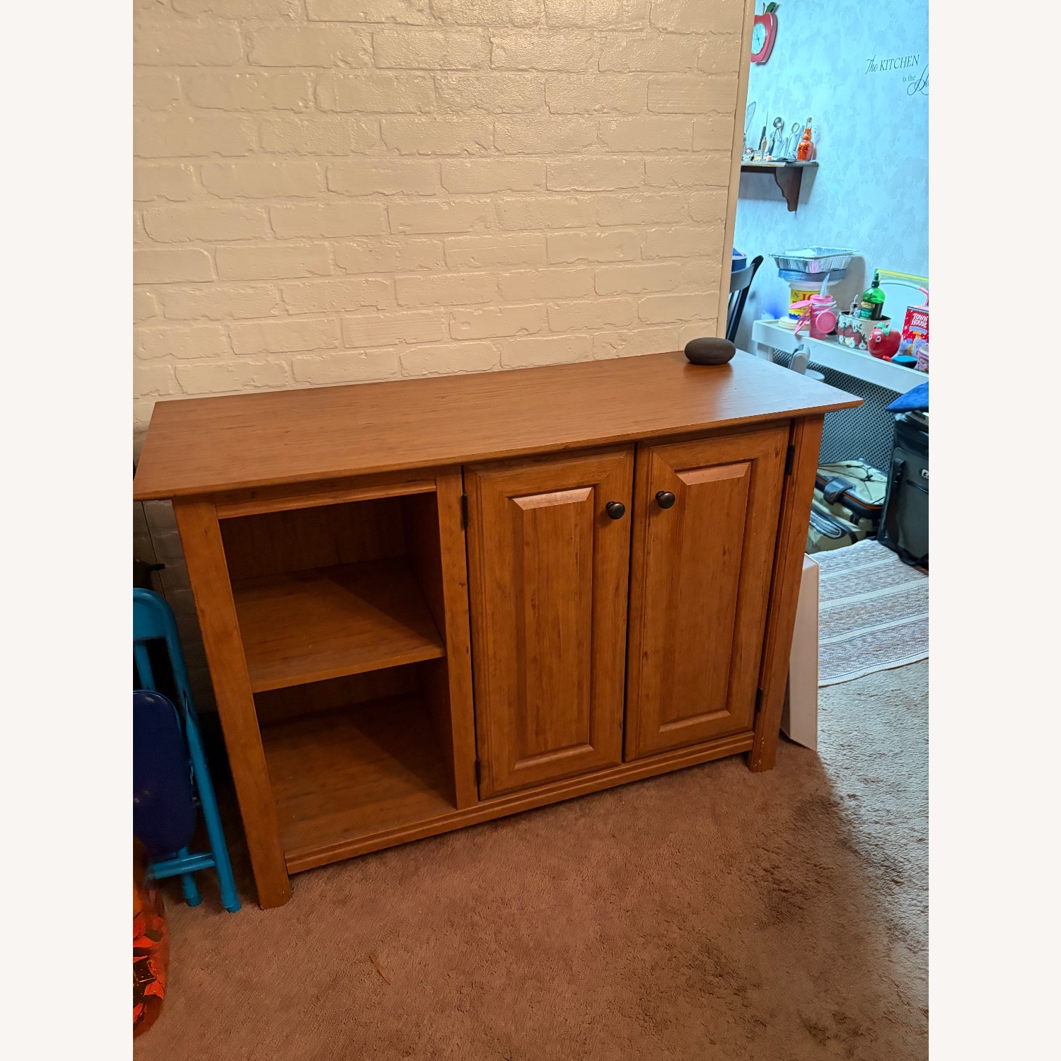 Light Brown Wood Media Storage - image-2