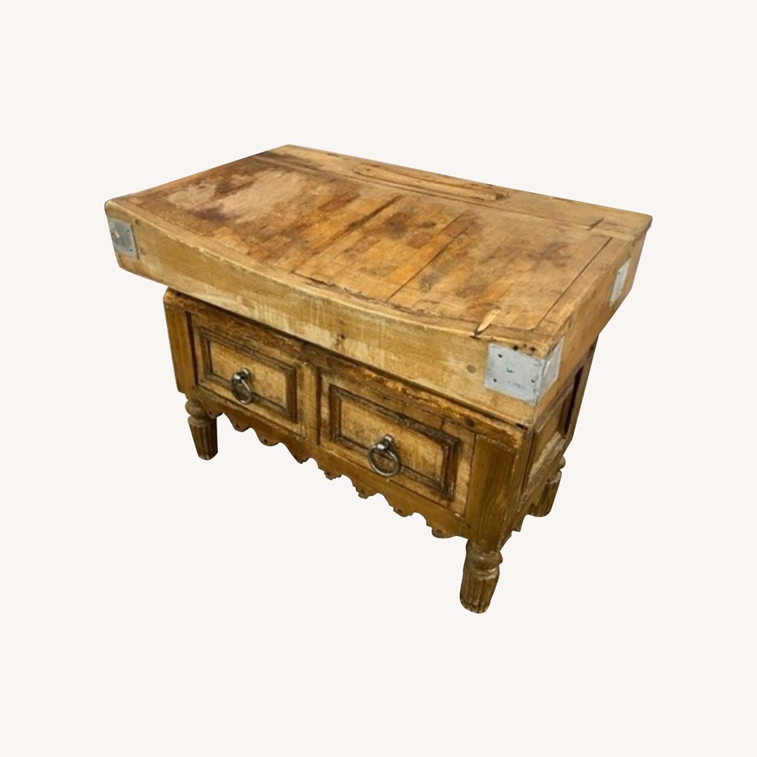 Antique Butcher Block With Deep Drawers - image-0