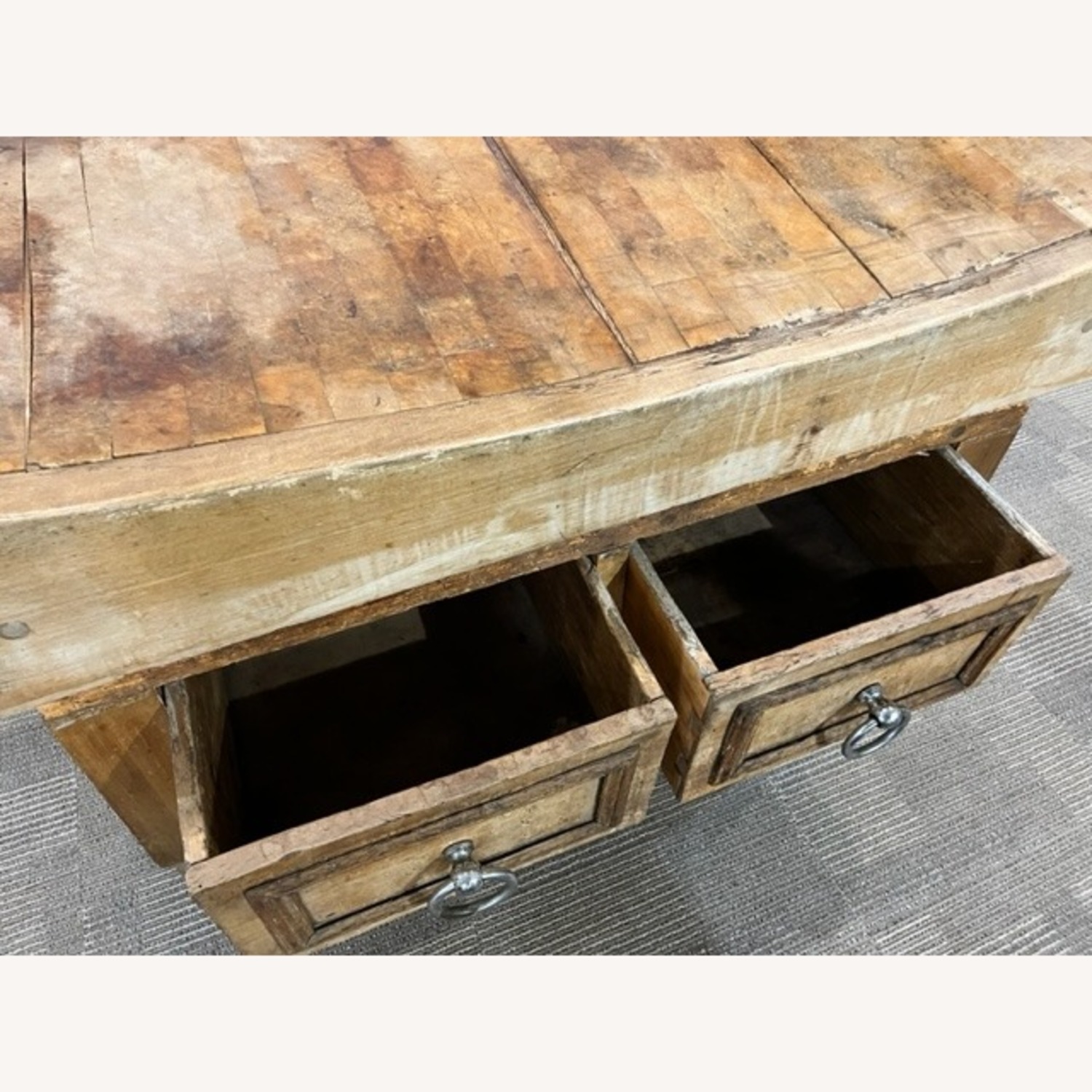 Antique Butcher Block With Deep Drawers - image-1