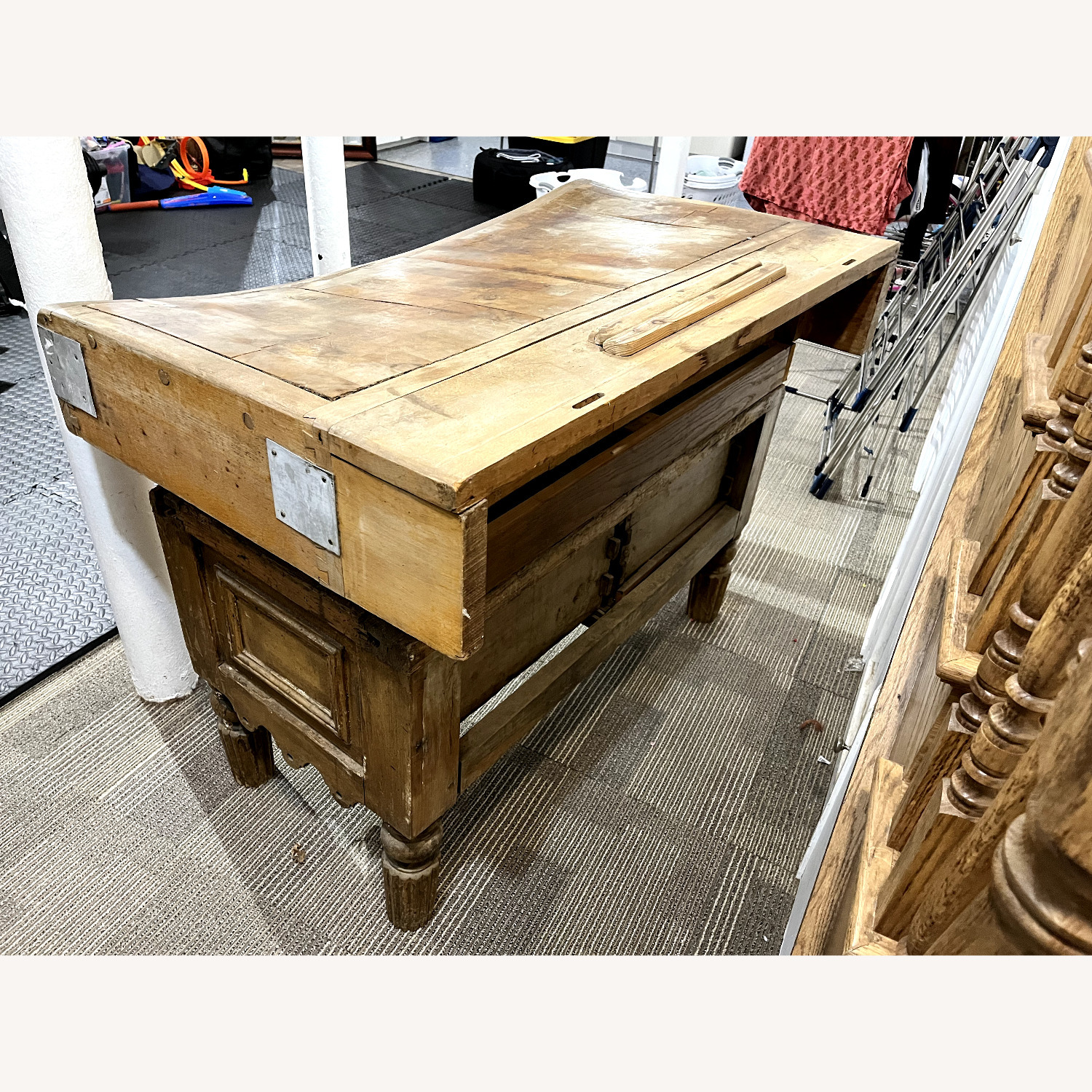 Antique Butcher Block With Deep Drawers - image-5