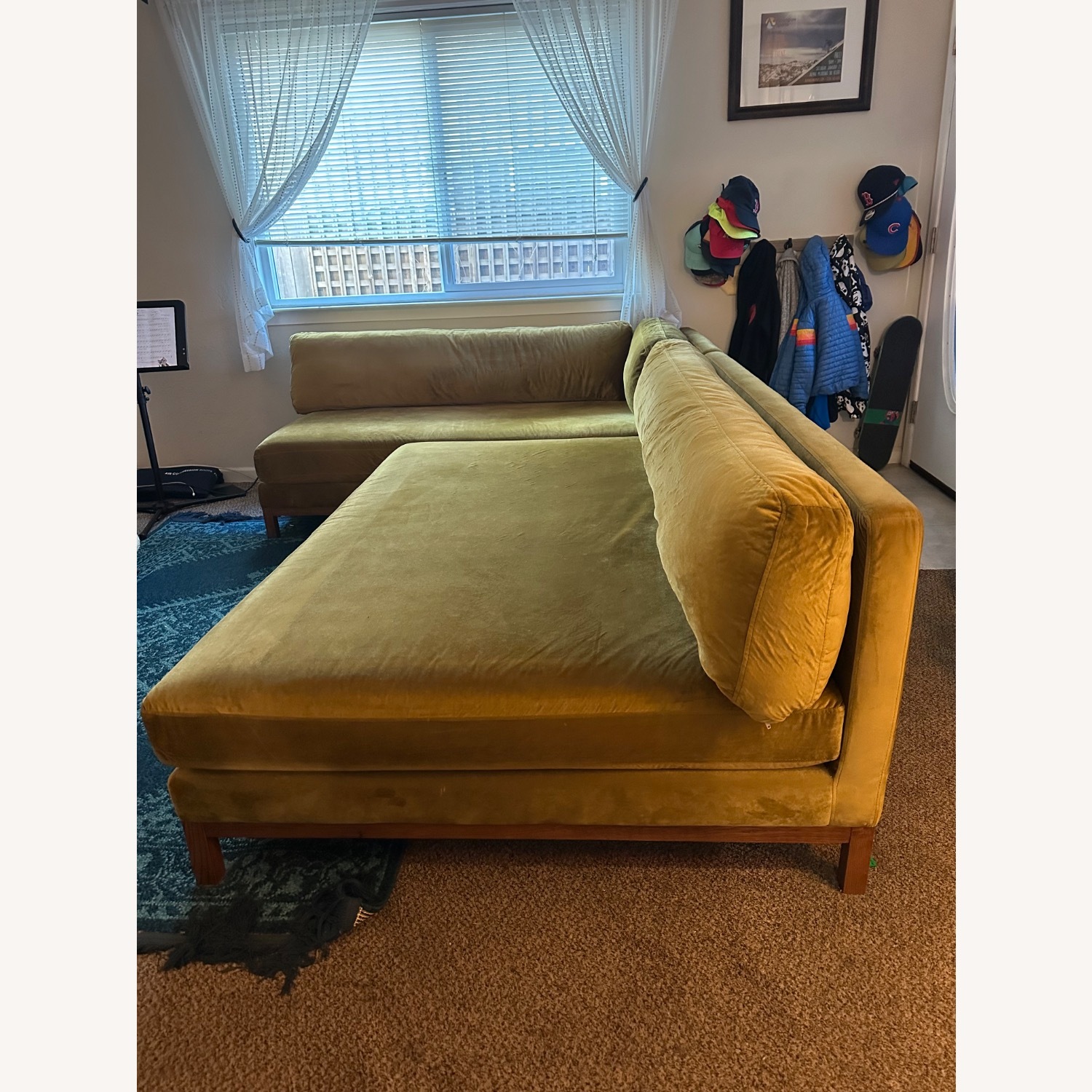 Interior Define Citrine Velvet L Chaise Sectional - image-2