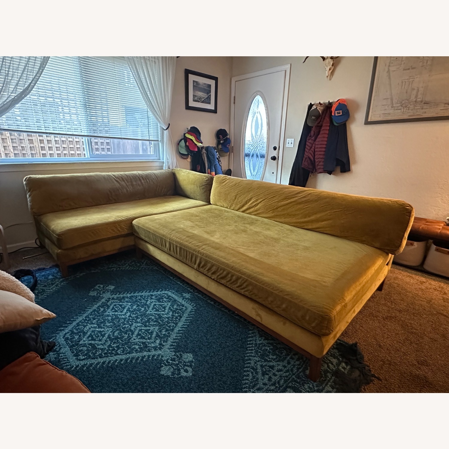 Interior Define Citrine Velvet L Chaise Sectional - image-1