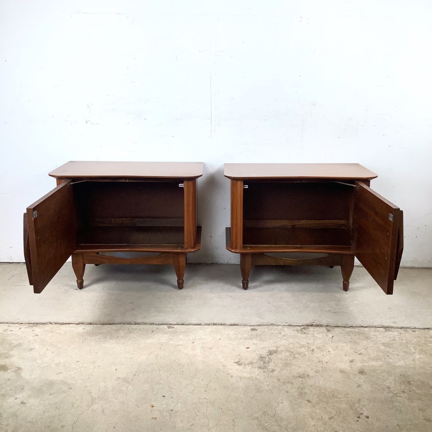 Mid-Century Walnut Cabinet Nightstands – Pair - image-12