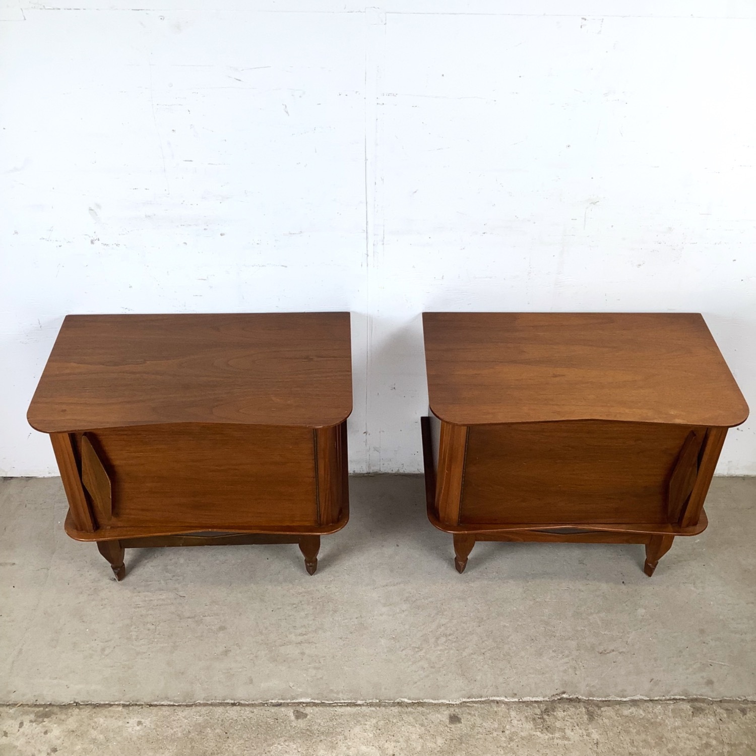 Mid-Century Walnut Cabinet Nightstands – Pair - image-2