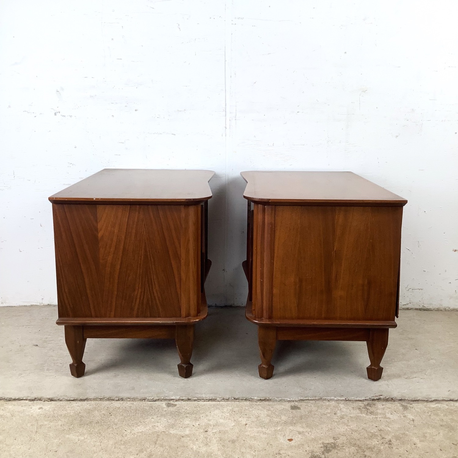 Mid-Century Walnut Cabinet Nightstands – Pair - image-17