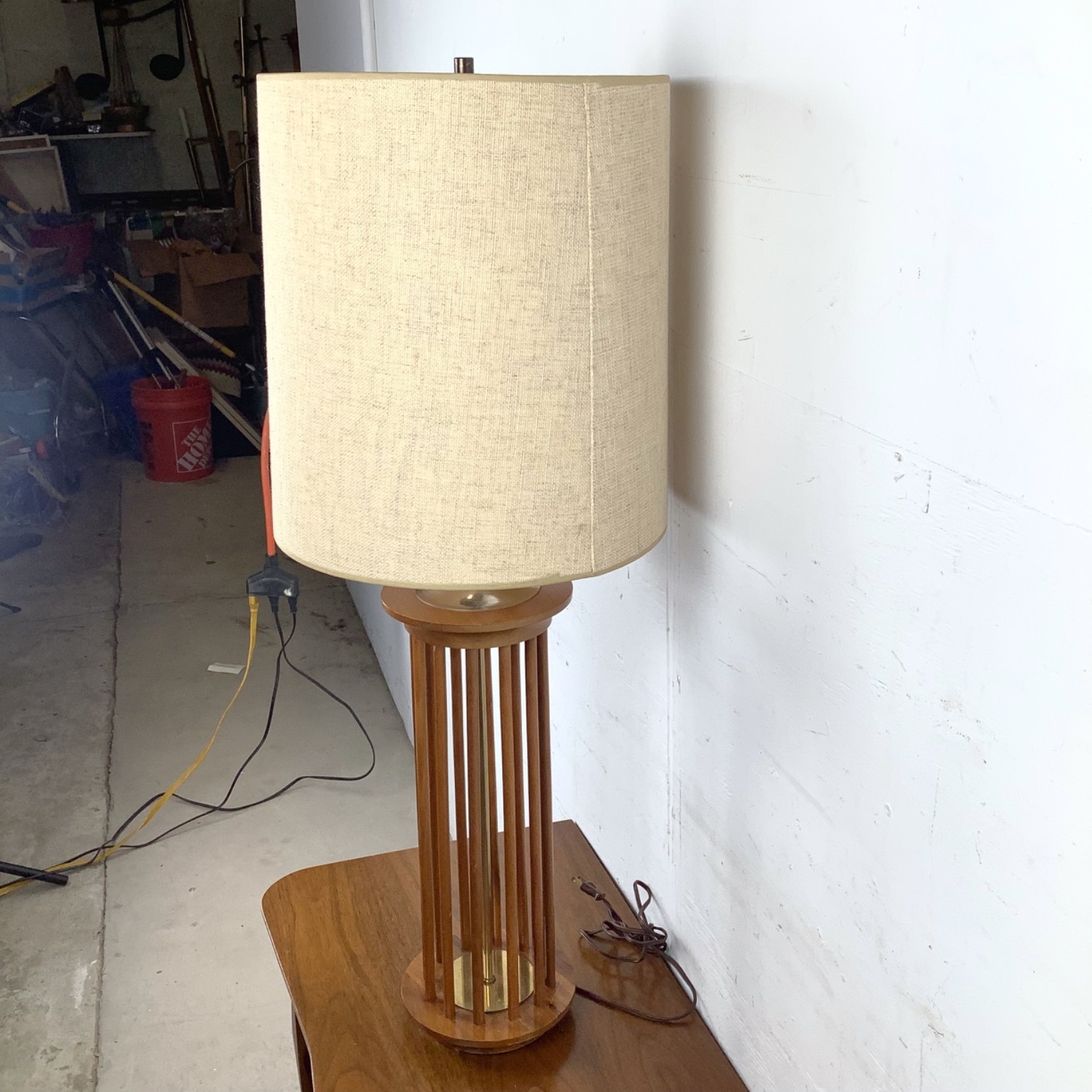 Mid-Century Style Wooden Dowel Table Lamp - image-11