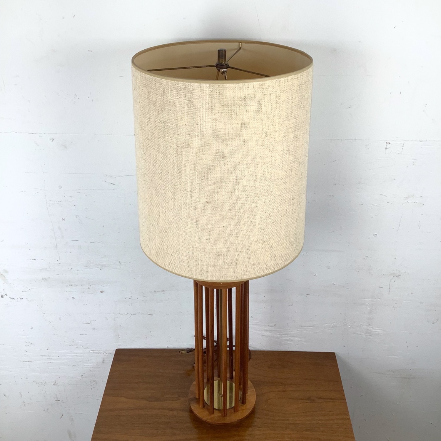 Mid-Century Style Wooden Dowel Table Lamp - image-1