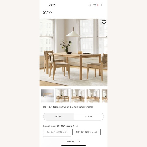 Used West Elm Miles Extendable Dining Table for sale on AptDeco