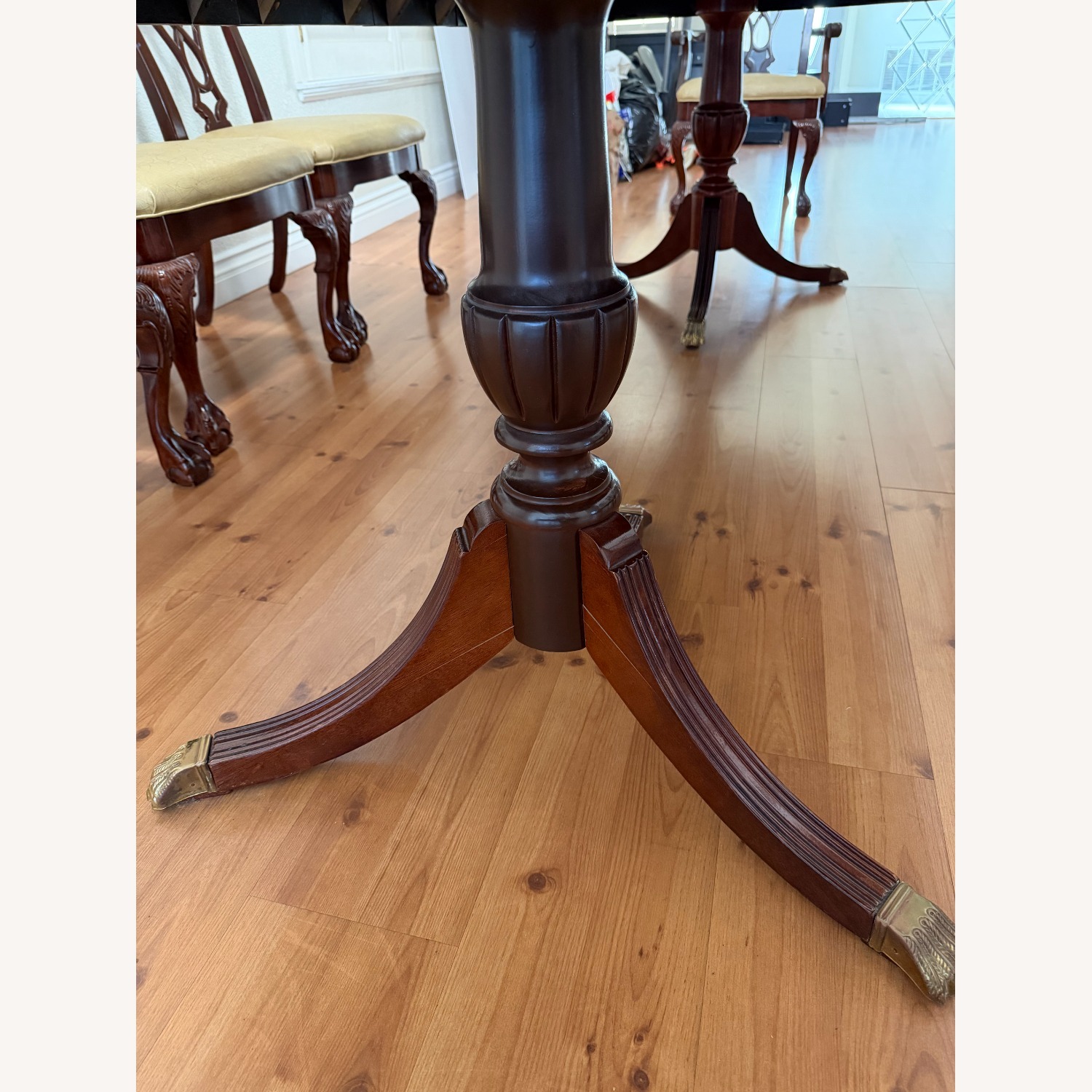 8 Seater Dark Wooden Table with Glass Cover - image-4