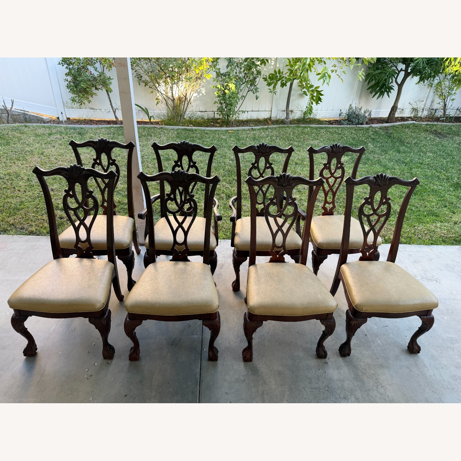 8 Seater Dark Wooden Table with Glass Cover - image-5