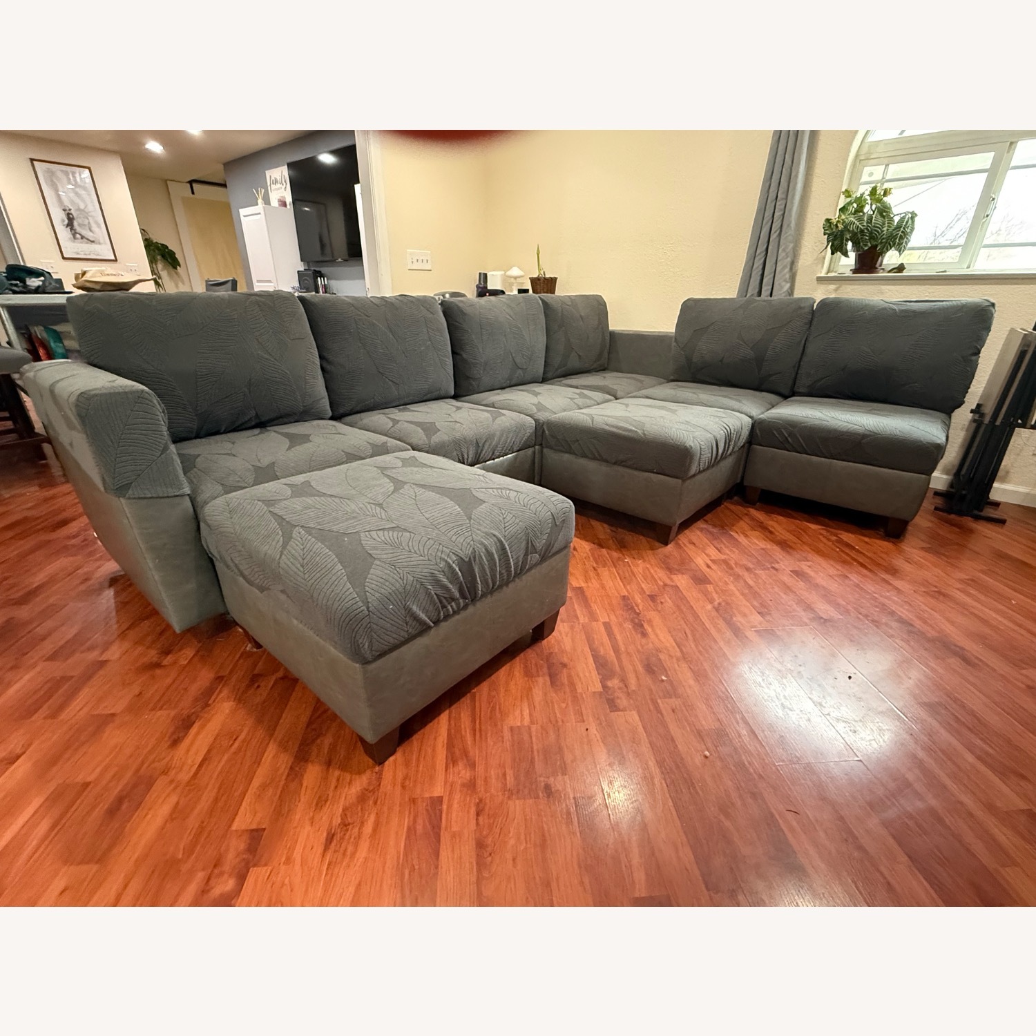 Dark Gray Faux Leather 3+ Piece Sectional - image-3