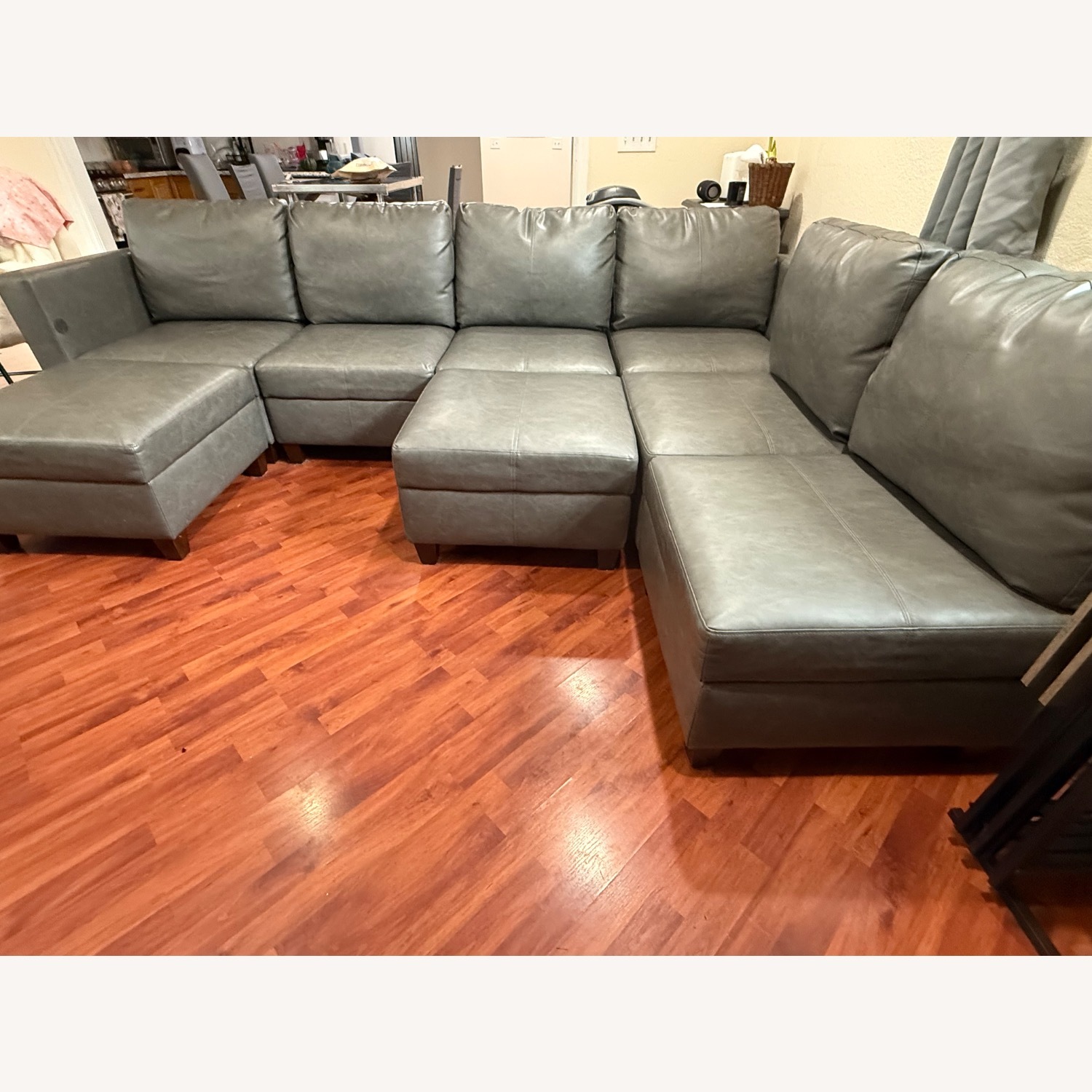 Dark Gray Faux Leather 3+ Piece Sectional - image-1