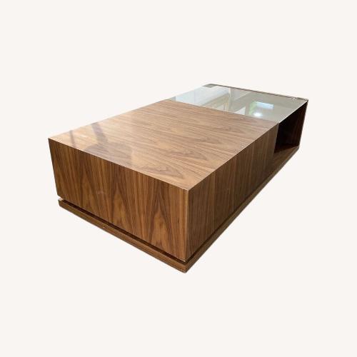 Used Truman Modern Wood & Glass Coffee Table for sale on AptDeco