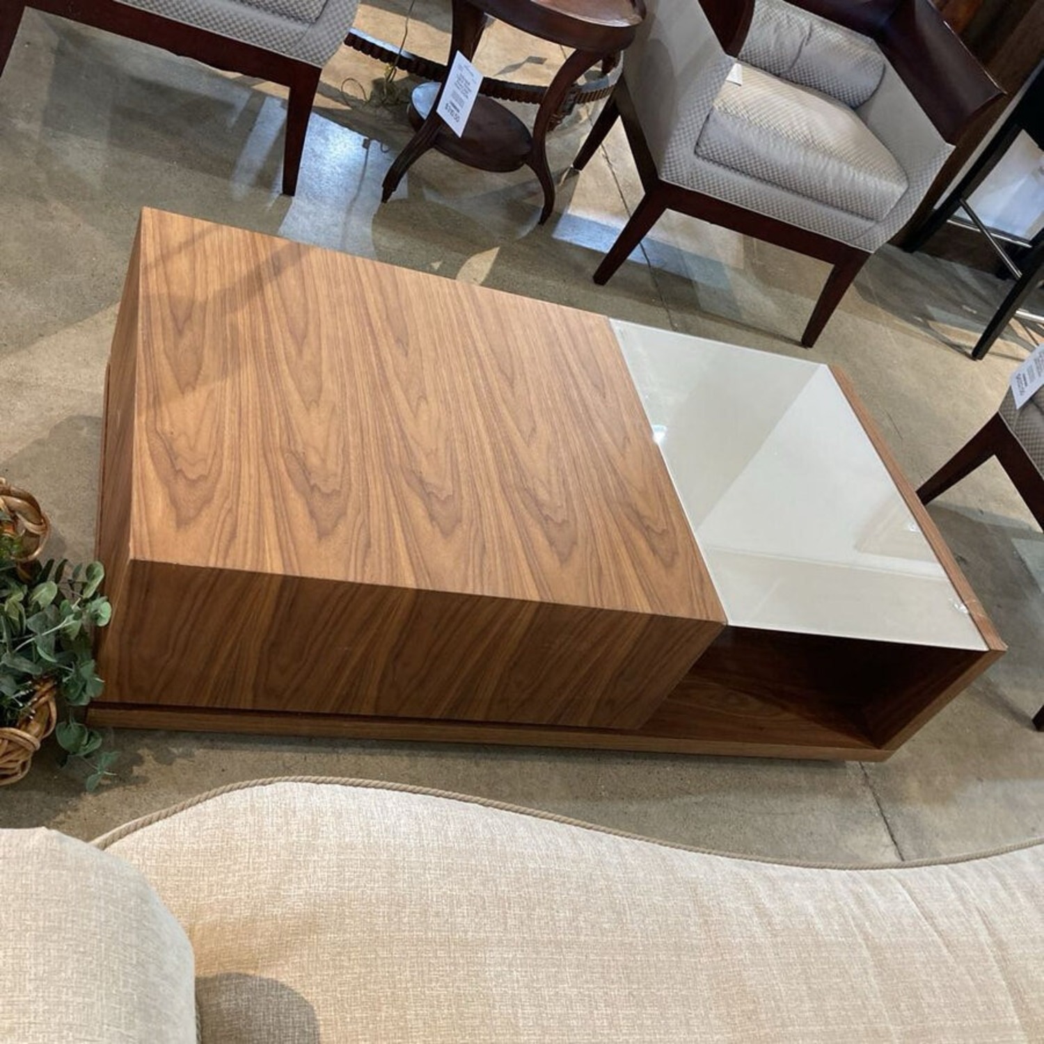 Truman Modern Wood & Glass Coffee Table - image-2