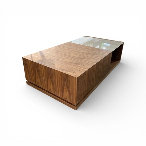 Used Truman Modern Wood & Glass Coffee Table for sale on AptDeco