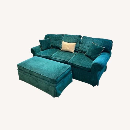 Used Custom Ashley Manor Queen Sleeper w/ Ottoman Sofa for sale on AptDeco