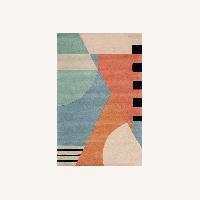 Wade Logan Abstract Hand-Tufted Wool Gold Area Rug 5*8