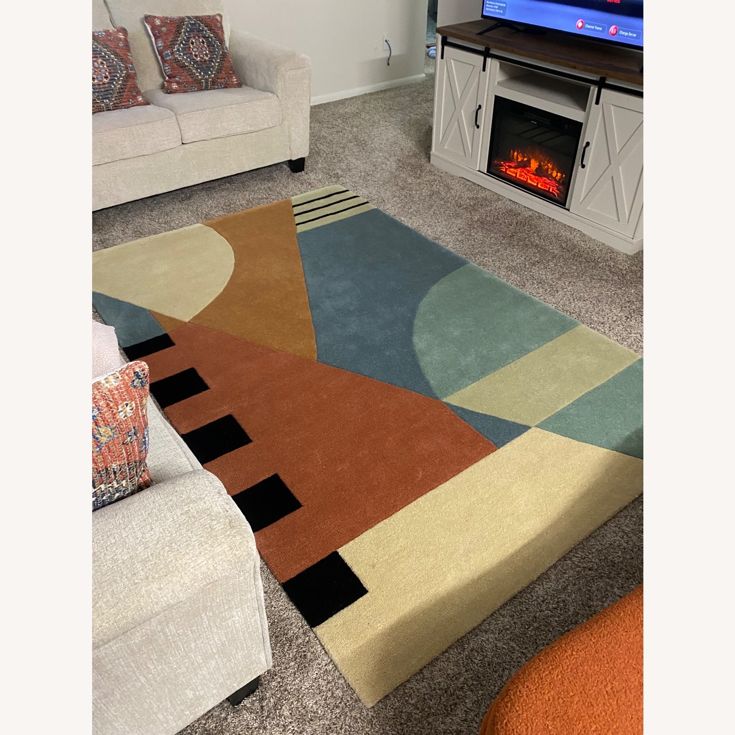 Wade Logan Abstract Hand-Tufted Wool Gold Area Rug 5*8 - image-2