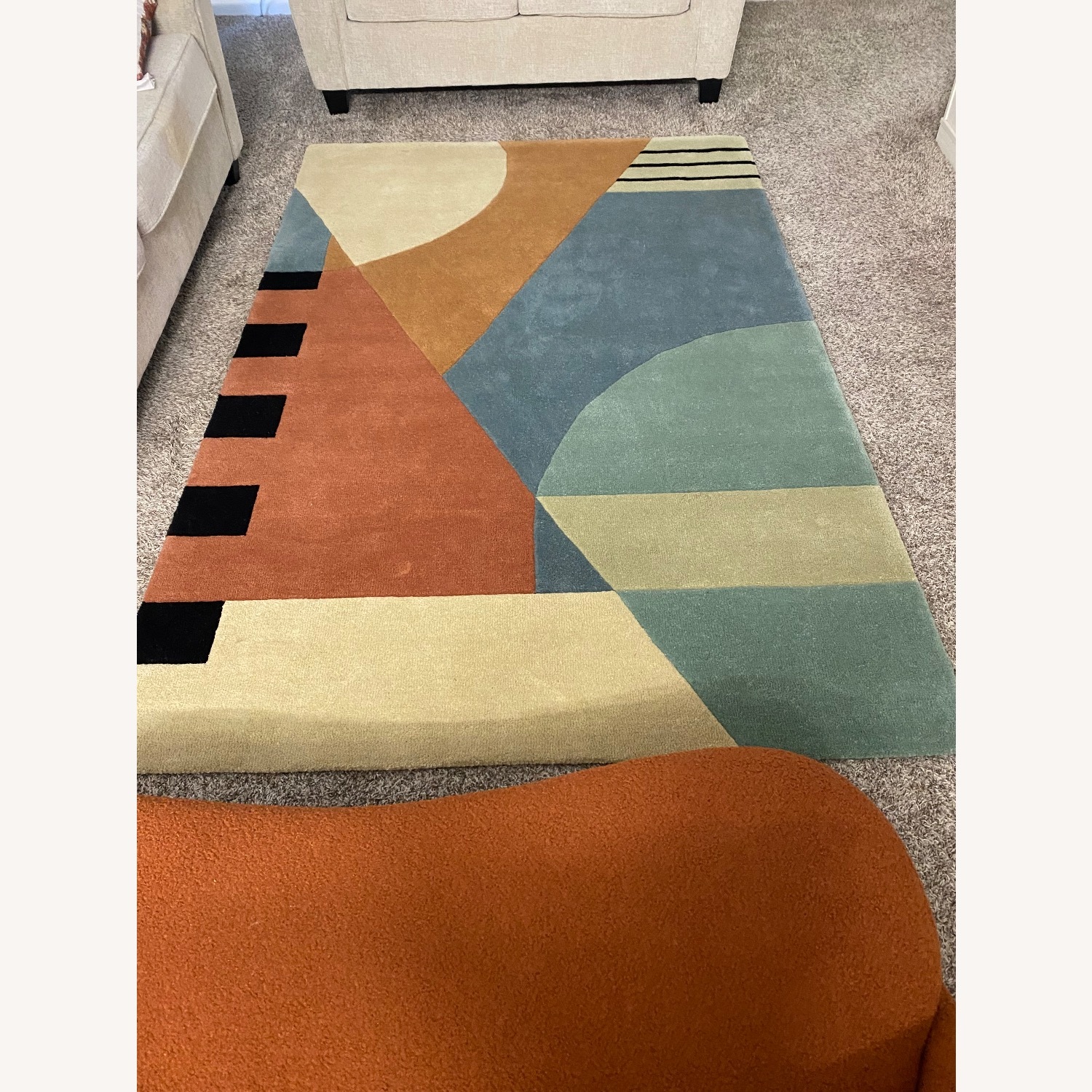 Wade Logan Abstract Hand-Tufted Wool Gold Area Rug 5*8 - image-3