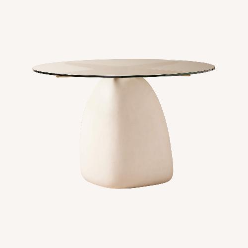 Used CB2 White Glass Dining Table for sale on AptDeco
