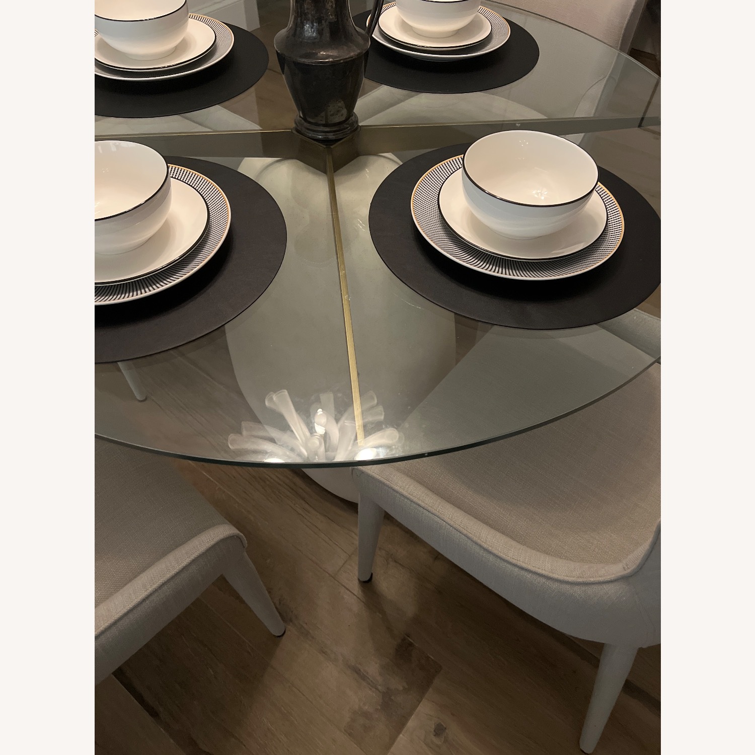 CB2 White Glass Dining Table - image-3
