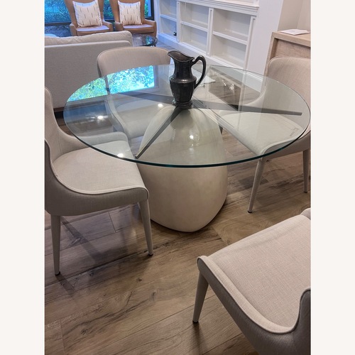 Used CB2 White Glass Dining Table for sale on AptDeco