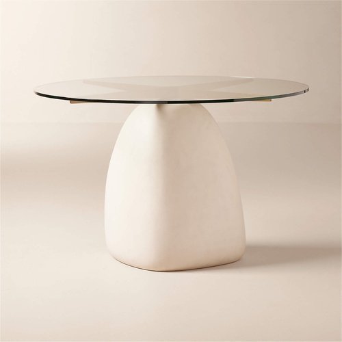 Used CB2 White Glass Dining Table for sale on AptDeco