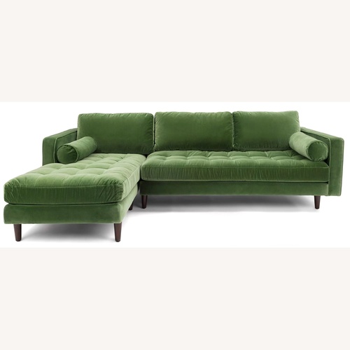 Used Sven Green Velvet 2 Piece Sectional for sale on AptDeco