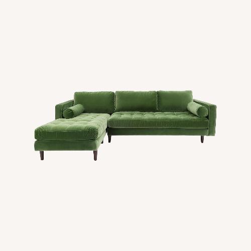 Used Sven Green Velvet 2 Piece Sectional for sale on AptDeco