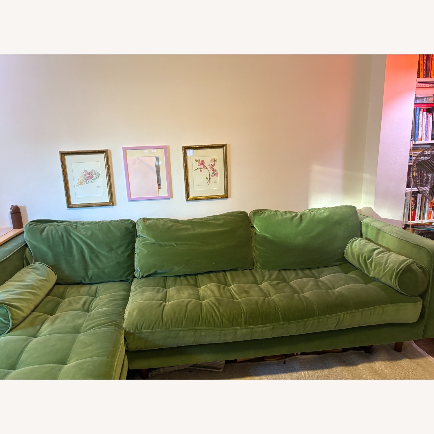 Sven Green Velvet 2 Piece Sectional - image-1