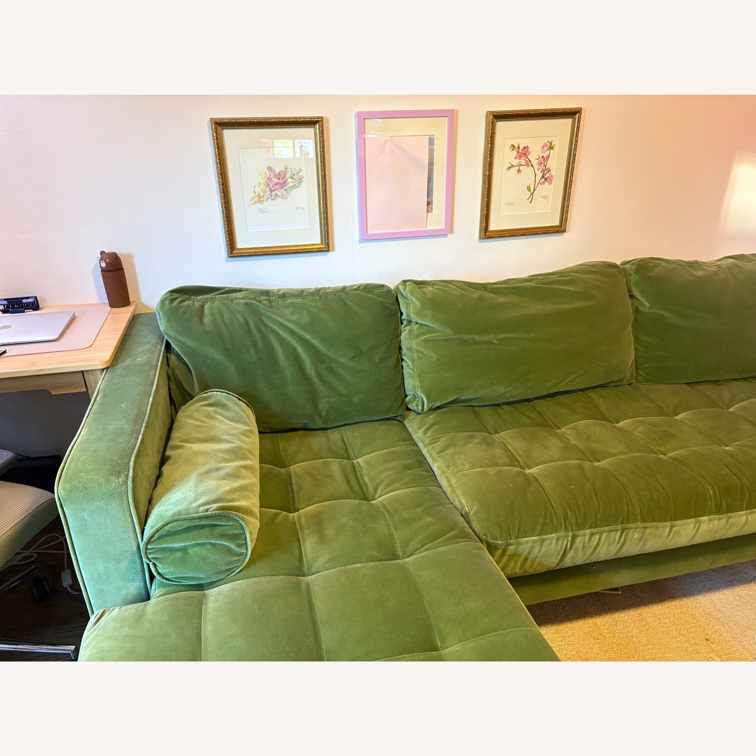 Sven Green Velvet 2 Piece Sectional - image-13