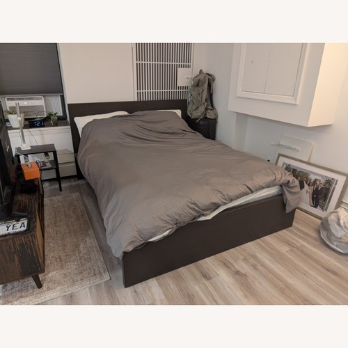 Used IKEA MALM Queen Bed Frame – Black-Brown with Slats for sale on AptDeco