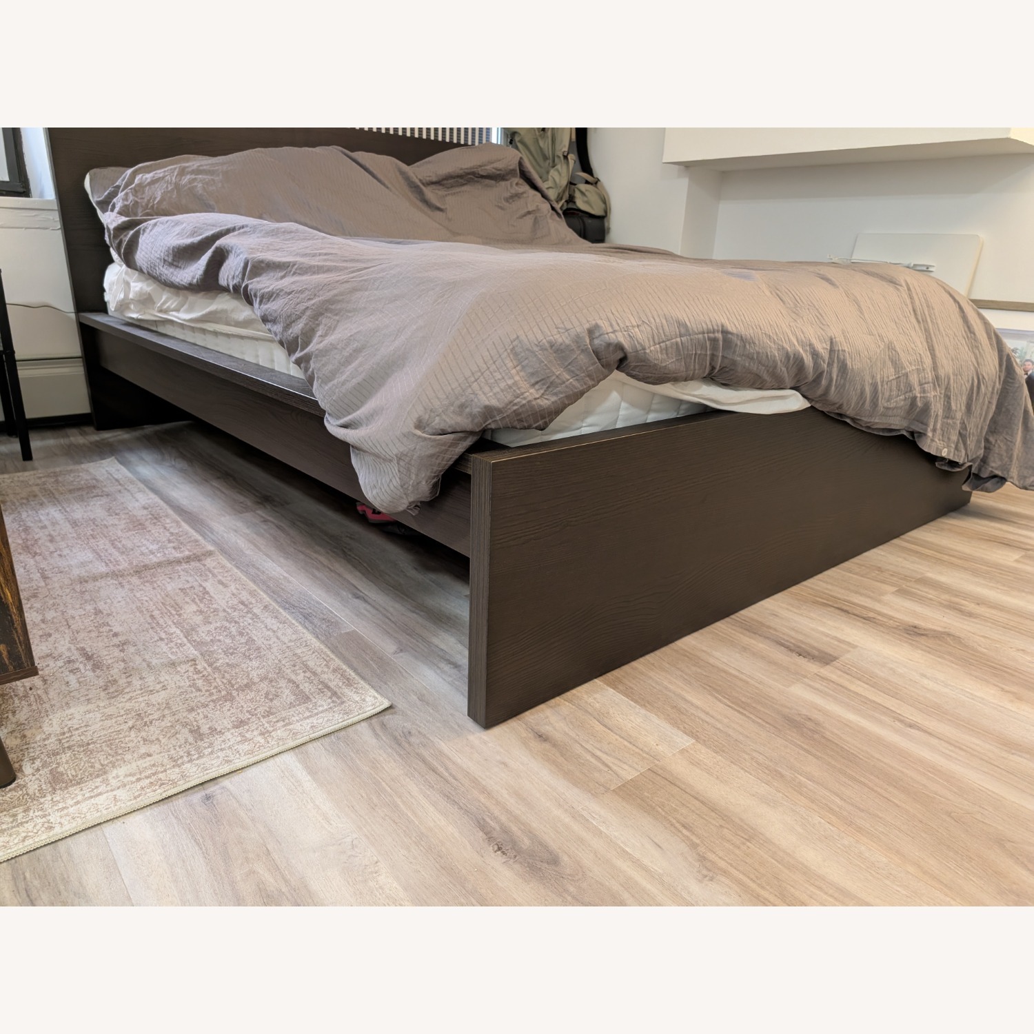 IKEA MALM Queen Bed Frame – Black-Brown with Slats - image-2