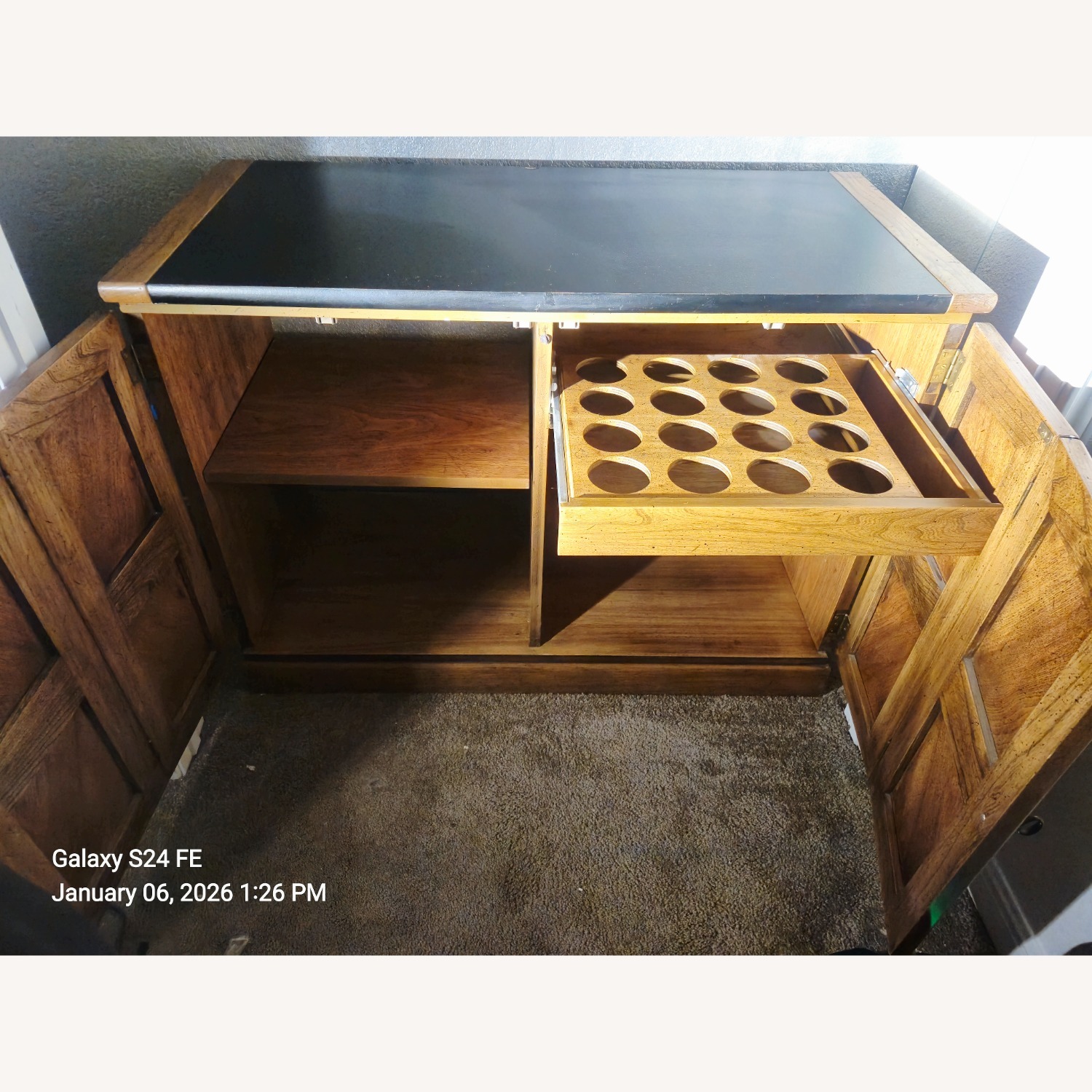 Vintage/Antique Light Brown Wood Bar Cart - image-4