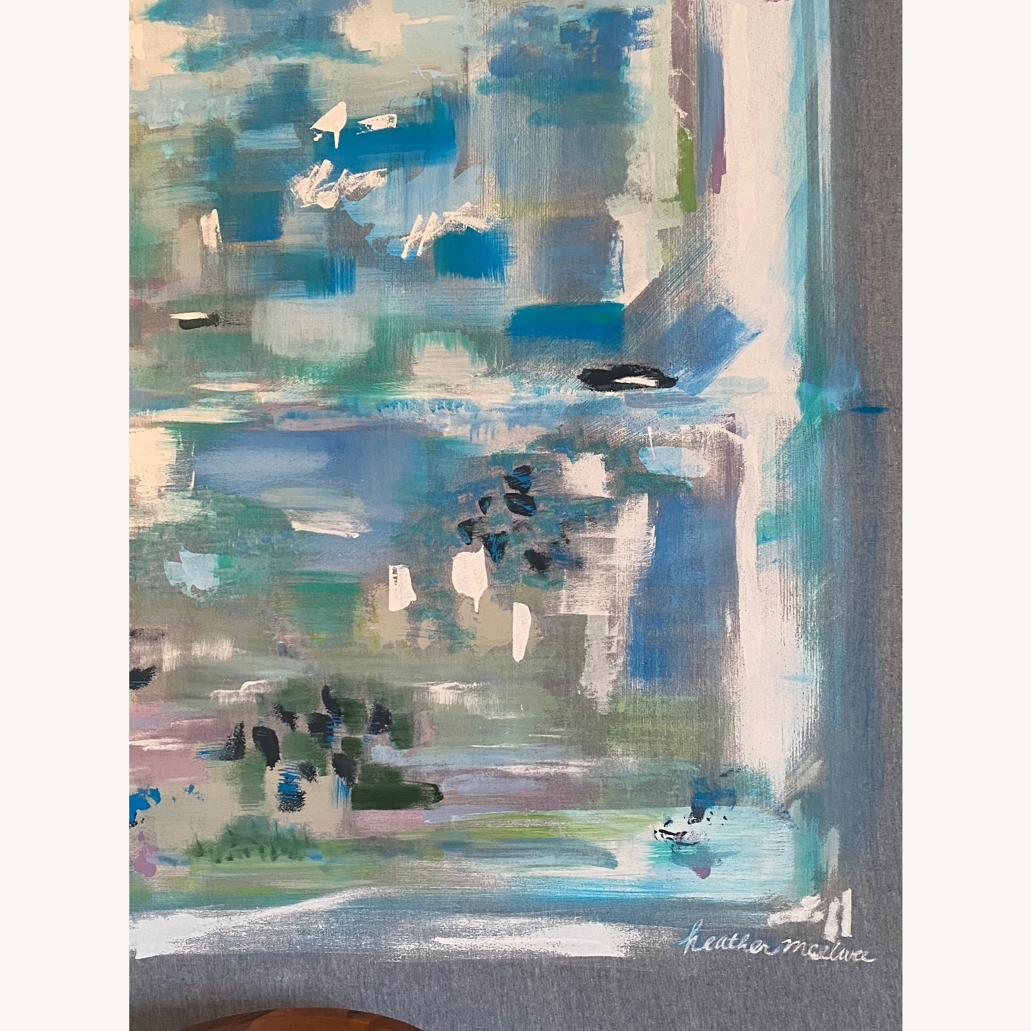 Original Art Blue Fabric Wall Art - image-4