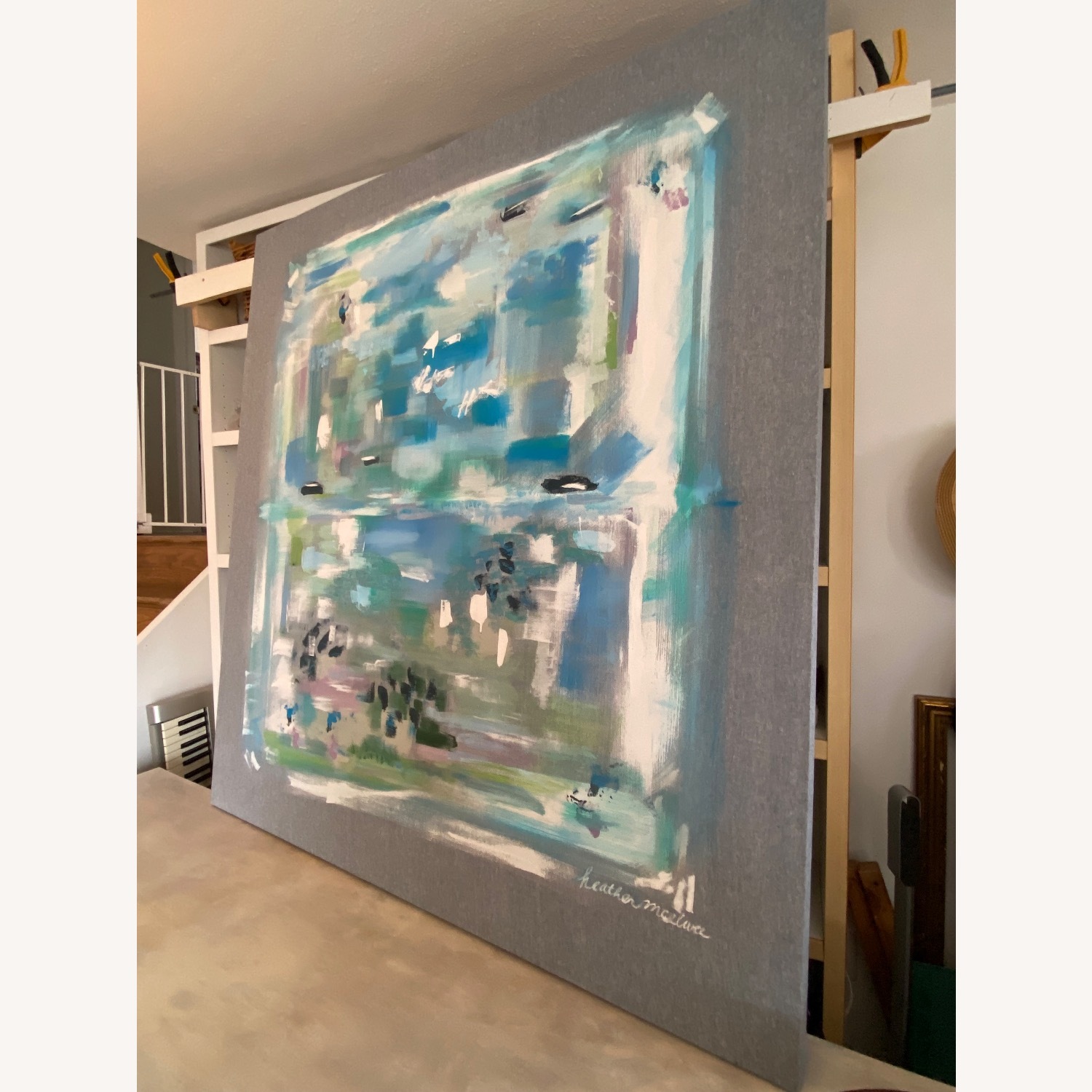 Original Art Blue Fabric Wall Art - image-8