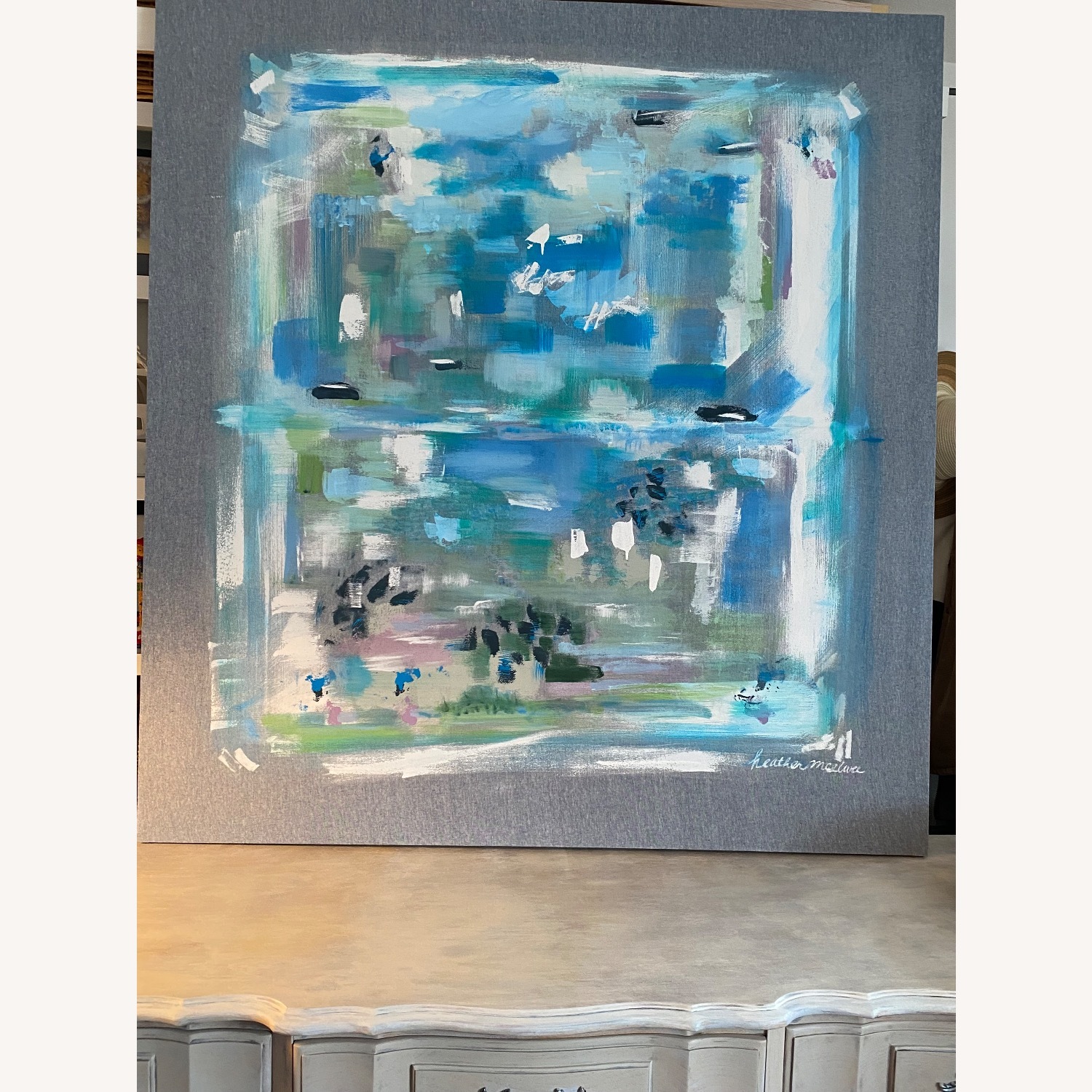 Original Art Blue Fabric Wall Art - image-3