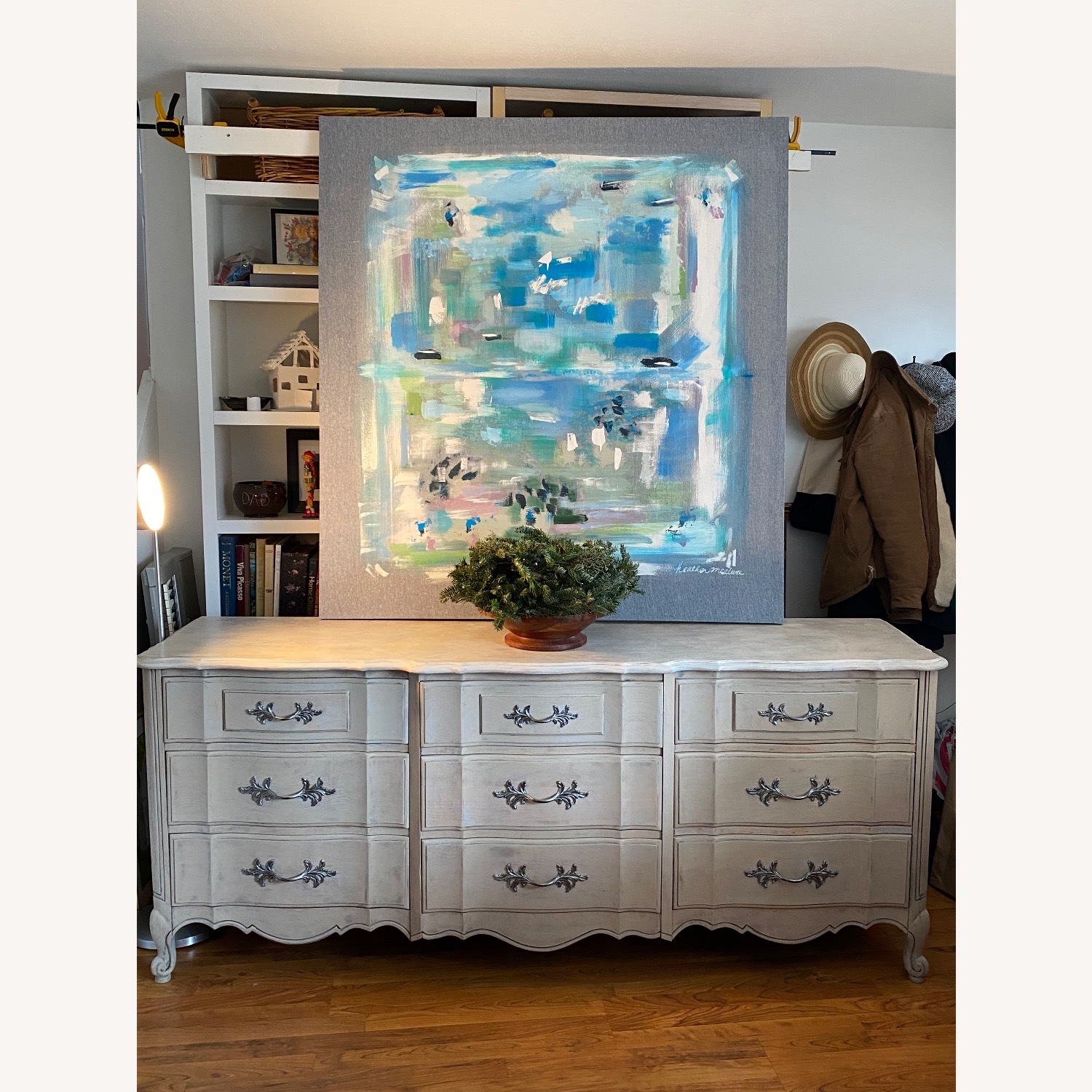 Original Art Blue Fabric Wall Art - image-7