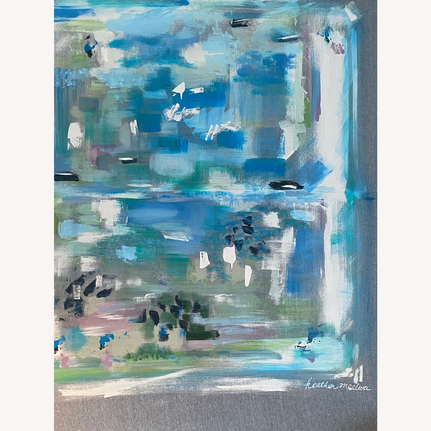 Original Art Blue Fabric Wall Art - image-2