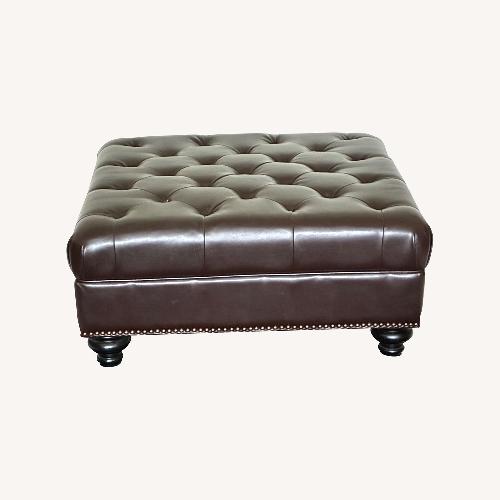 Used Dark Brown Leather Ottoman for sale on AptDeco