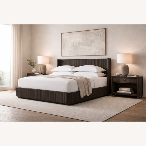 Used Restoration Hardware Byron Shelter Bed – King Black Oak Finish for sale on AptDeco