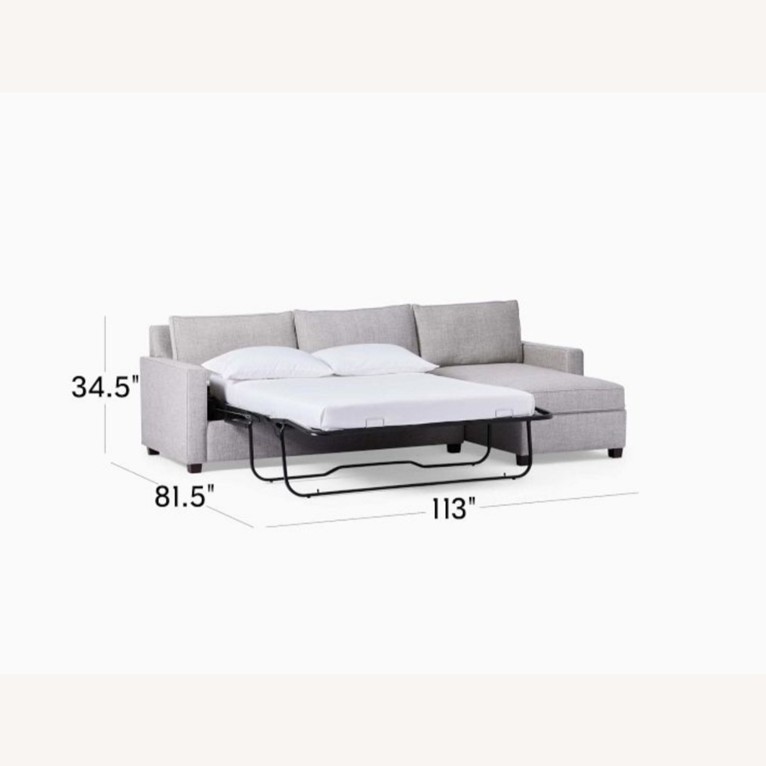 West Elm Henry Sleeper Sectional, Gravel Twill - image-3